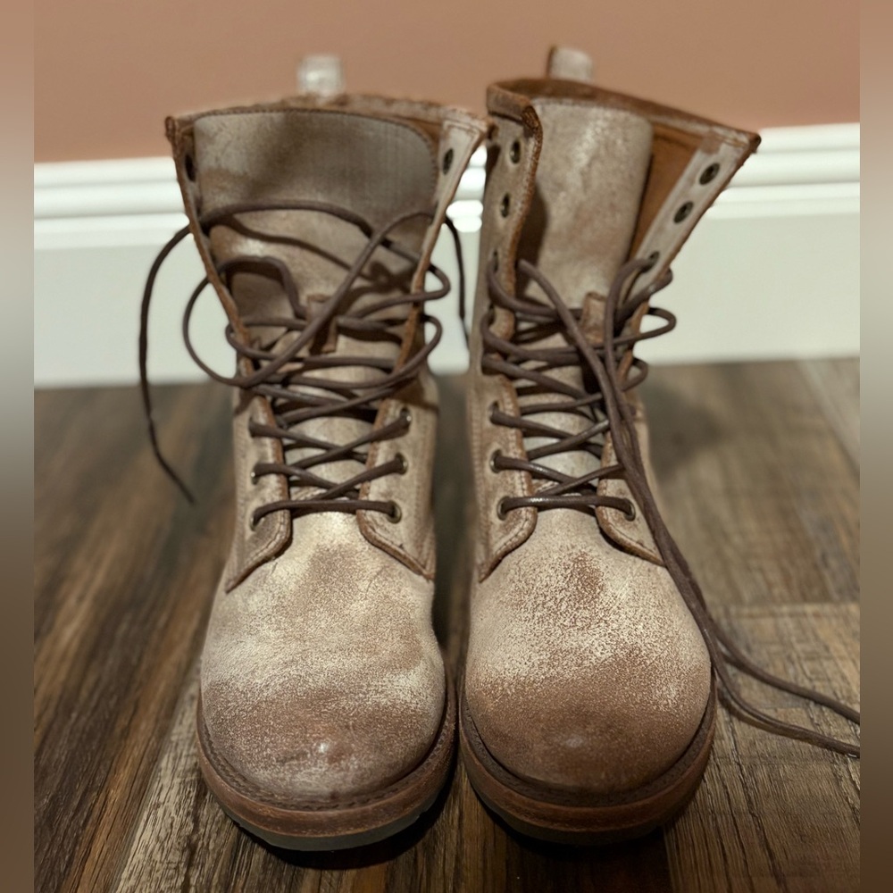 Frye Distressed Brown Combat Boots